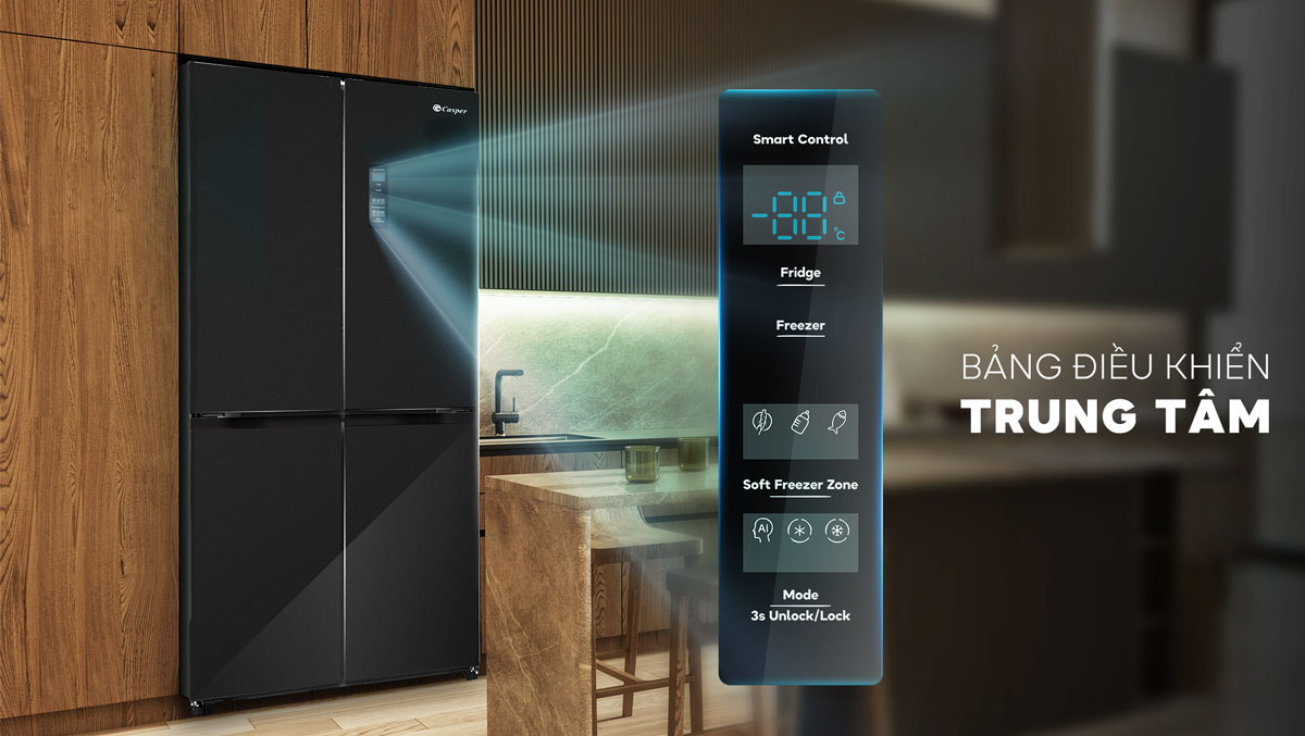 Tủ lạnh Casper Inverter 430 lít RM-D430GBS - Bảng điều khiển Smart Control dễ dàng thao tác