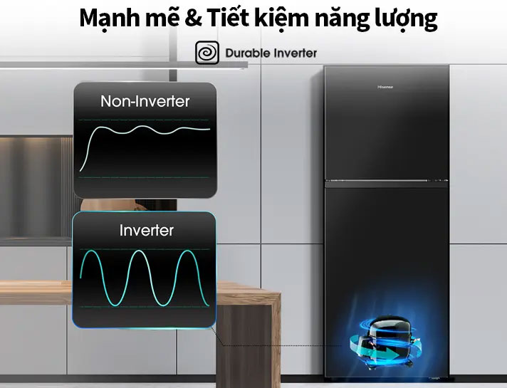 Tủ lạnh Hisense Inverter 205 lít RT256N4EBN - Công nghệ Inverter Pro tiết kiệm năng lượng
