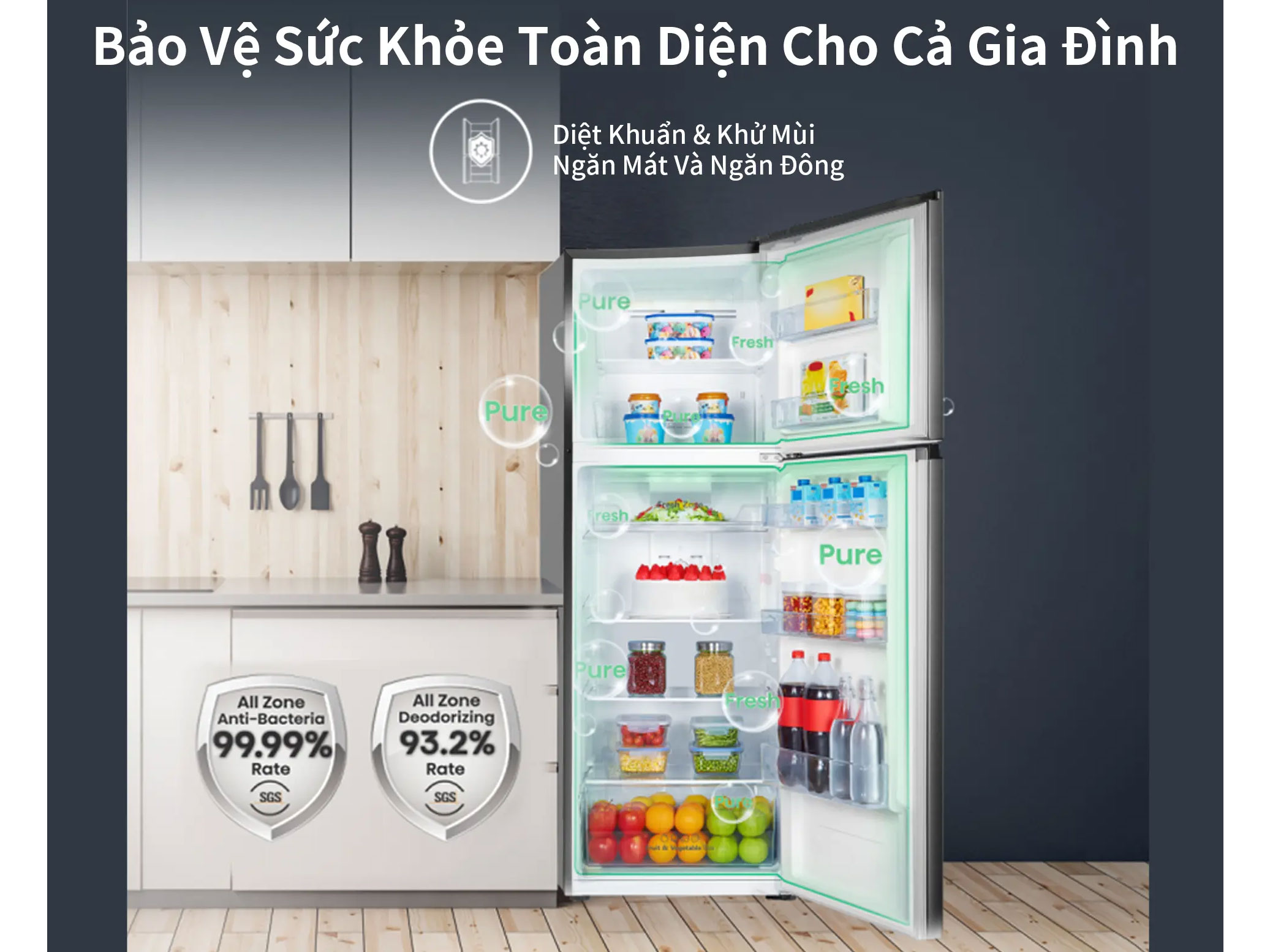 Tủ lạnh Hisense Inverter mặt kính 324 lít RT469N4EBU - Tủ lạnh dễ sử dụng với thiết kế cửa mở 90 độ