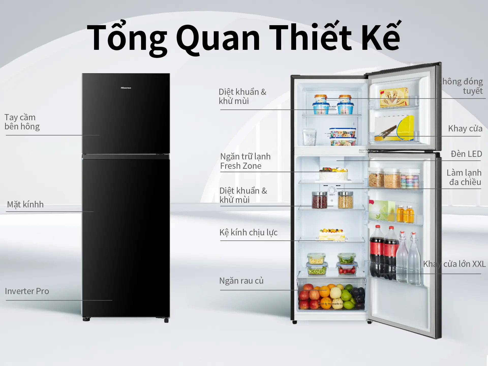 Tủ lạnh Hisense Inverter mặt kính 324 lít RT469N4EBU - Thiết kế sang trọng và hiện đại