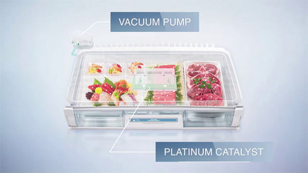 Tủ lạnh Hitachi Inverter 569 lít R-MX800GVGV0(GBK) 3 cánh, kính đen - Ngăn chân không Vacuum hiện đại