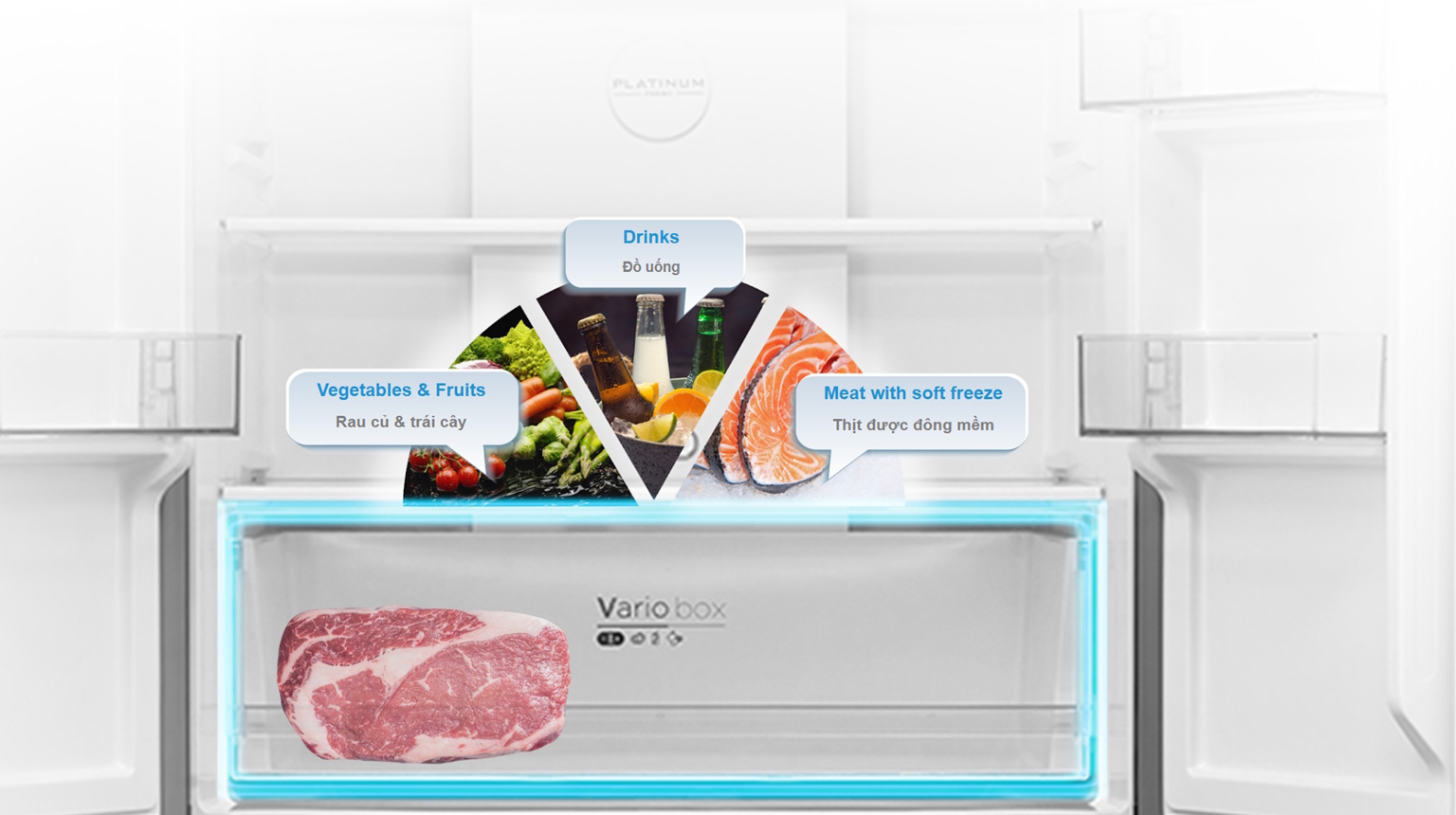 Tủ lạnh 4 cửa Midea Inverter 410 lít MDRF550FGG28VN - Smart Cooling làm lạnh thông minh, ổn định