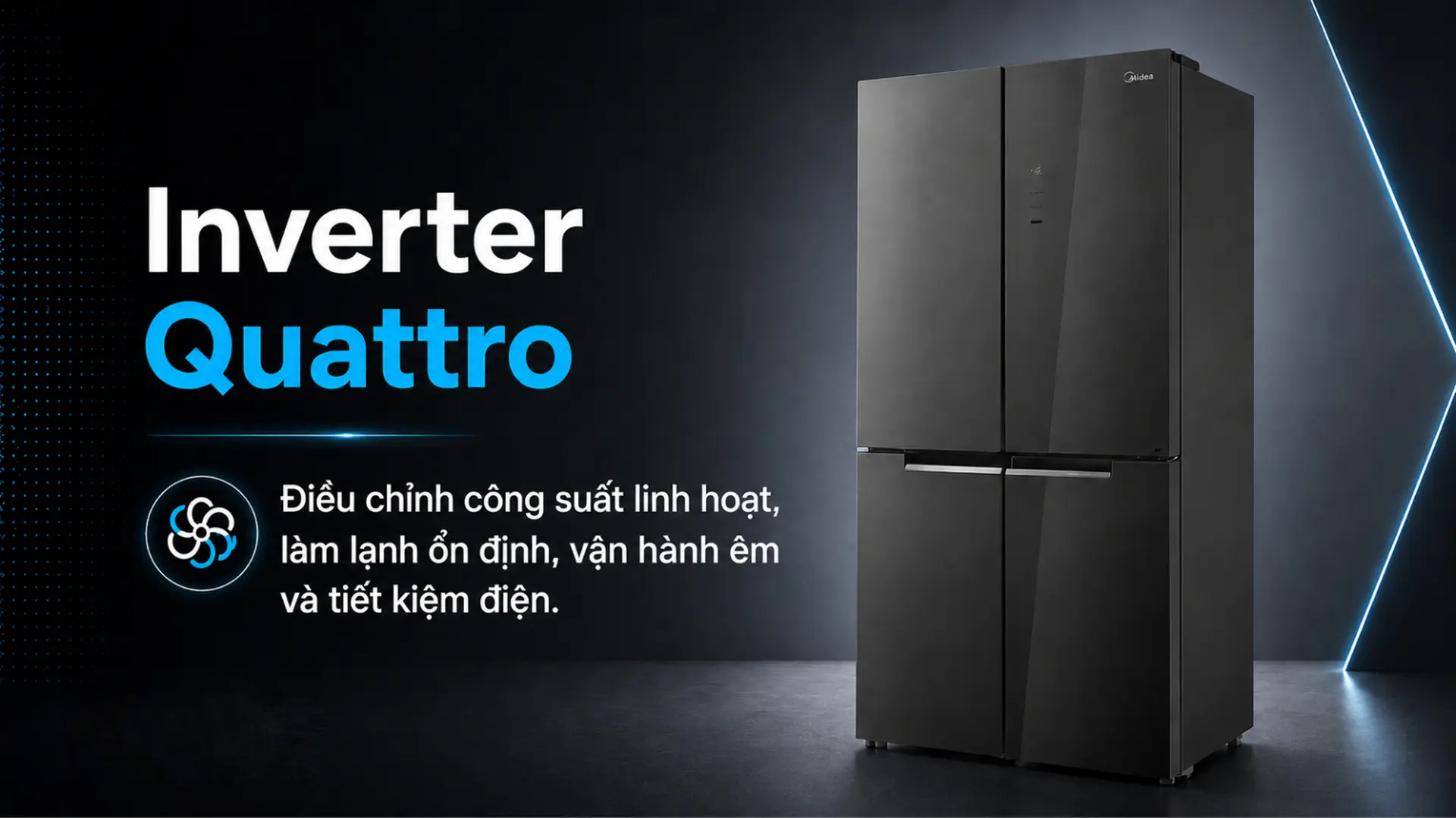 Tủ lạnh Multi door Midea Inverter 474 lít MDRF633MIF22VN - Platinum Fresh giữ không gian bên trong luôn tươi sạch