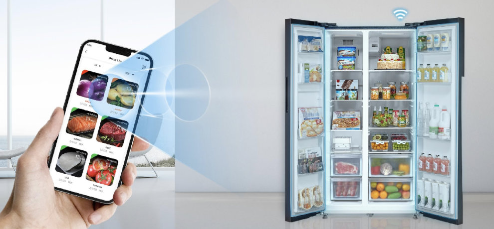 Tủ lạnh Side By Side Midea Inverter 555 lít MDRS710FGG28VN - Trang bị đèn LED chiếu sáng khoang tủ