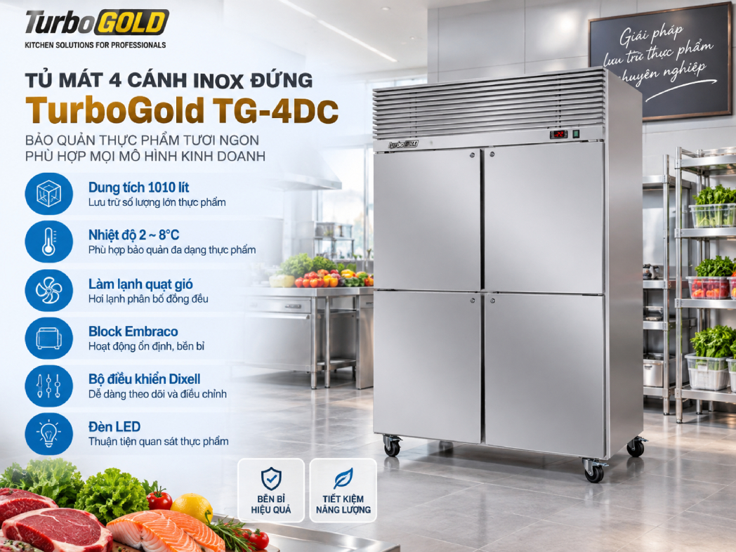 Tủ mát TurboGold TG-4DC thiết kế