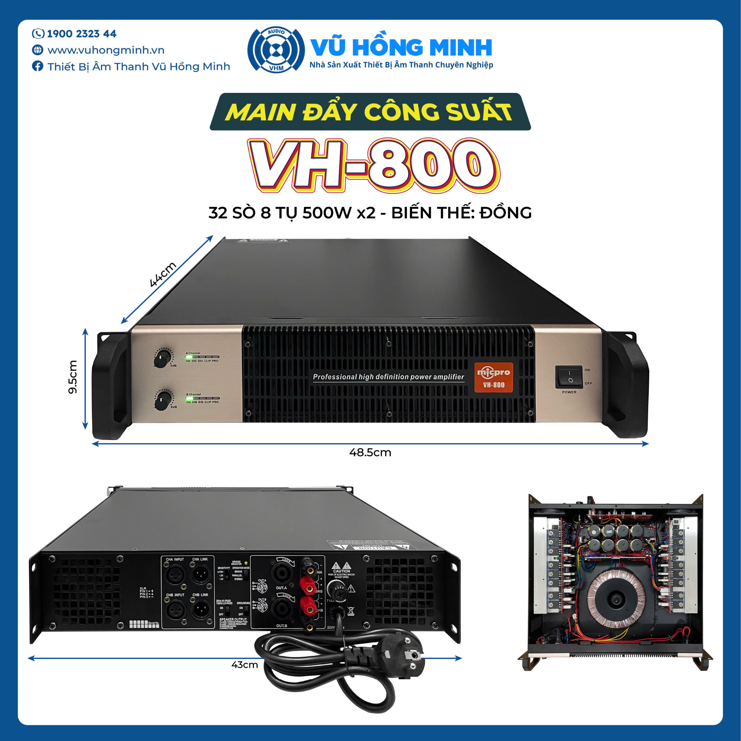 Main MICPRO VH800 32 sò 1000W