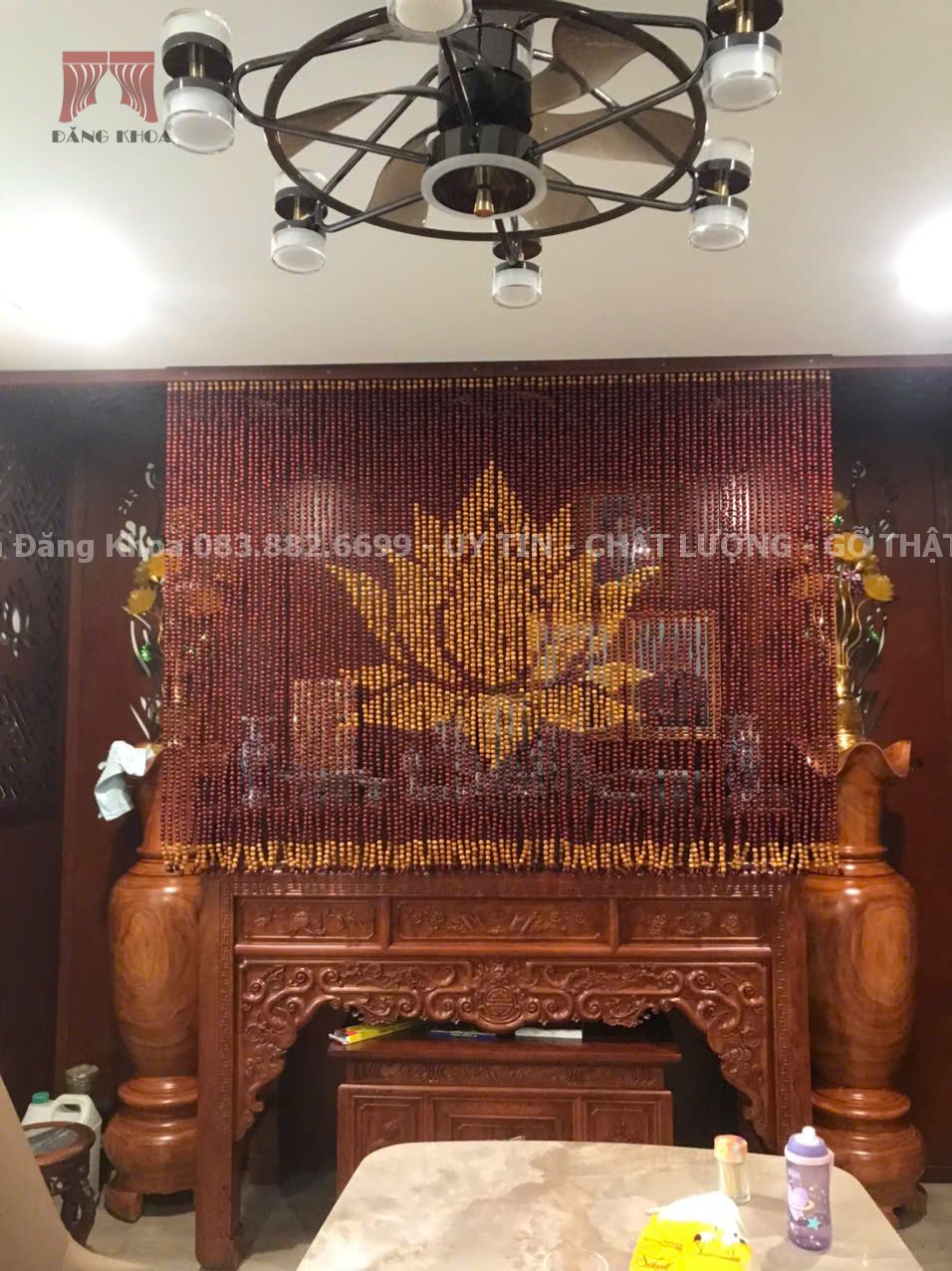 Rèm hoa sen gỗ Hương