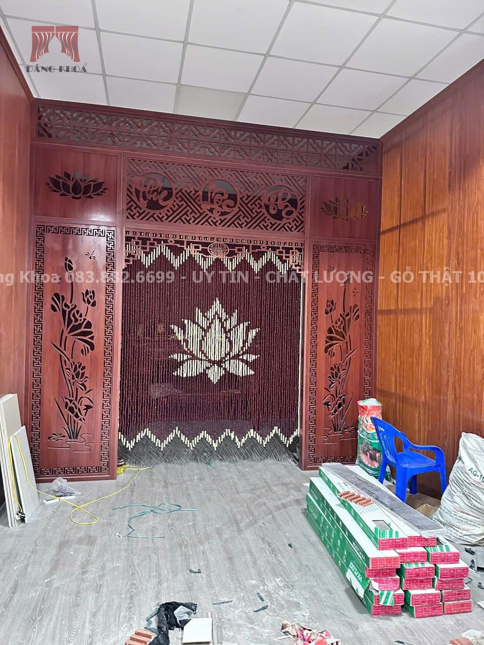 Rèm ngăn cửa phòng thờ Hoa Sen