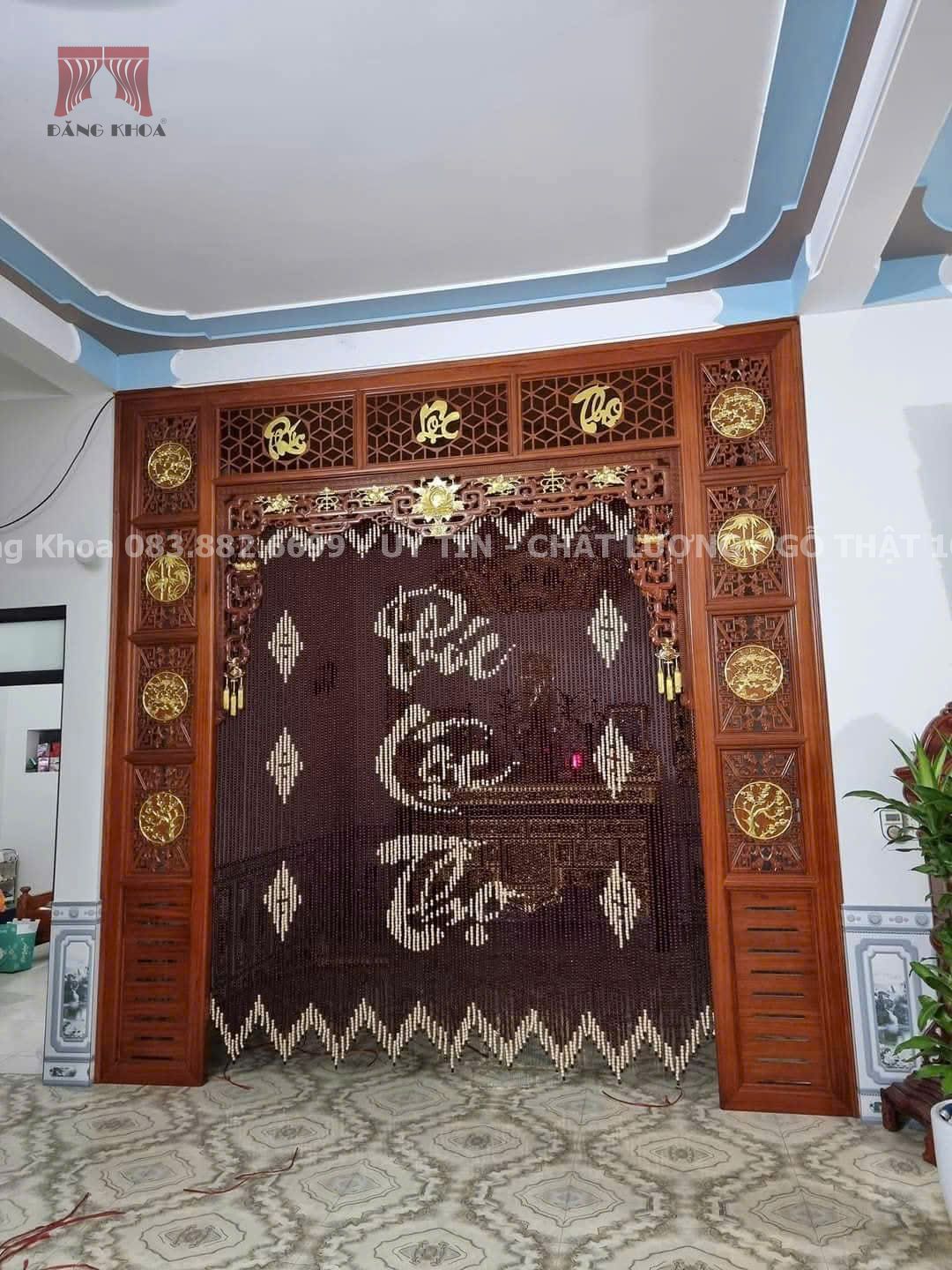 Rèm hạt gỗ Phúc Lộc Thọ đẹp