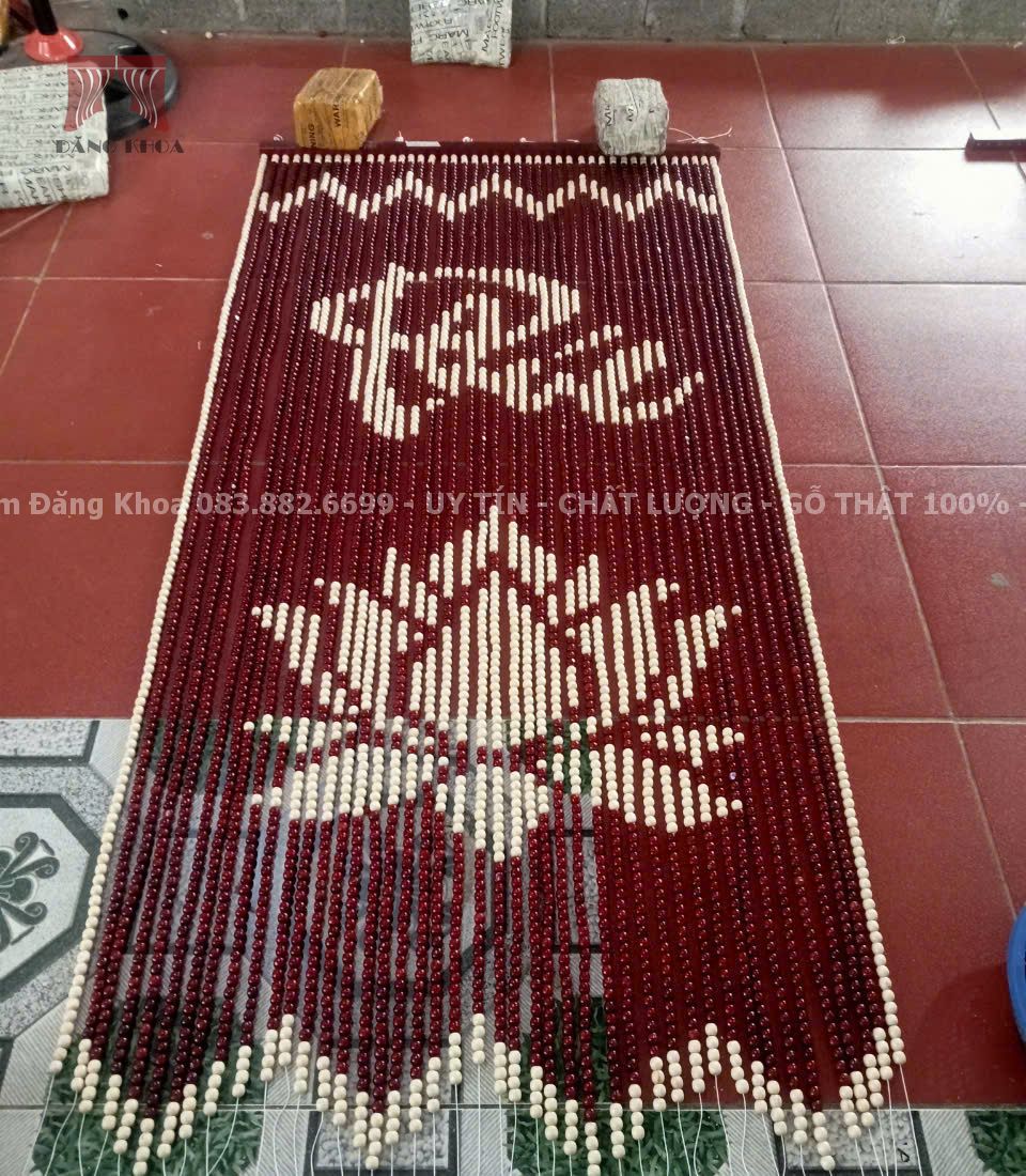 Rèm hạt gỗ chữ Phúc Hoa Sen