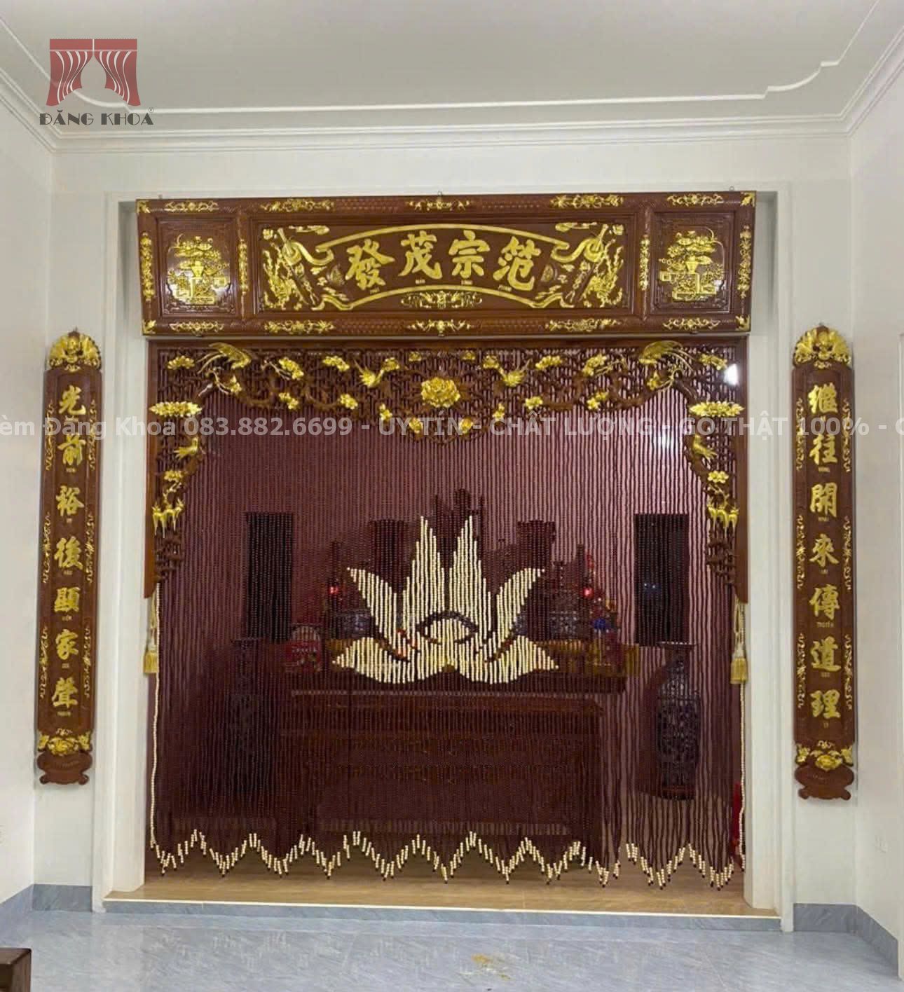 Rèm cửa phòng thờ hoa sen