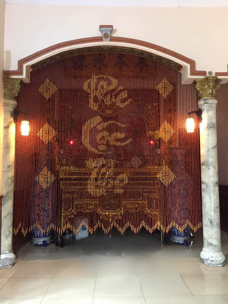 Rèm phòng thờ Phúc Lộc Thọ gỗ Hương cao cấp