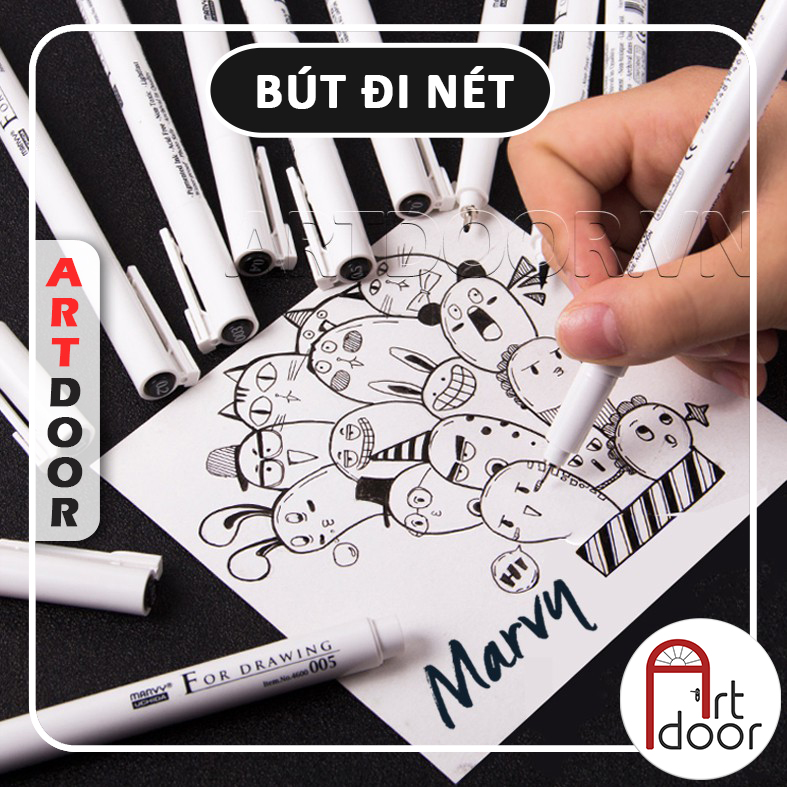 Bút line kháng nước Đen MARVY Uchida (cây lẻ)