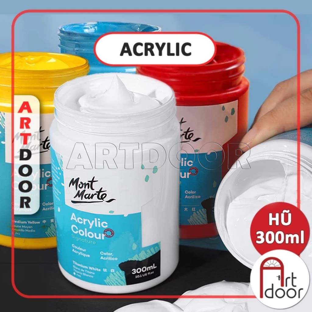 Màu vẽ Acrylic MONT MARTE Hũ (300ml) custom áo, vải, gỗ, kính, tô tượng, đất sét, số hóa