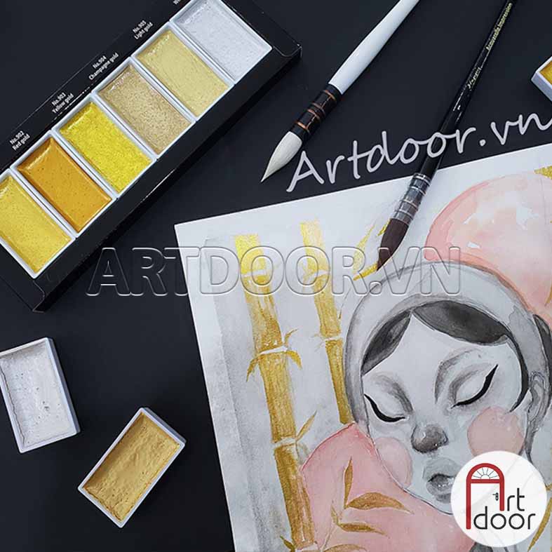 Bộ màu Nước Nén Nhũ GANSAI TAMBI Starry (hộp giấy) - 6 Màu