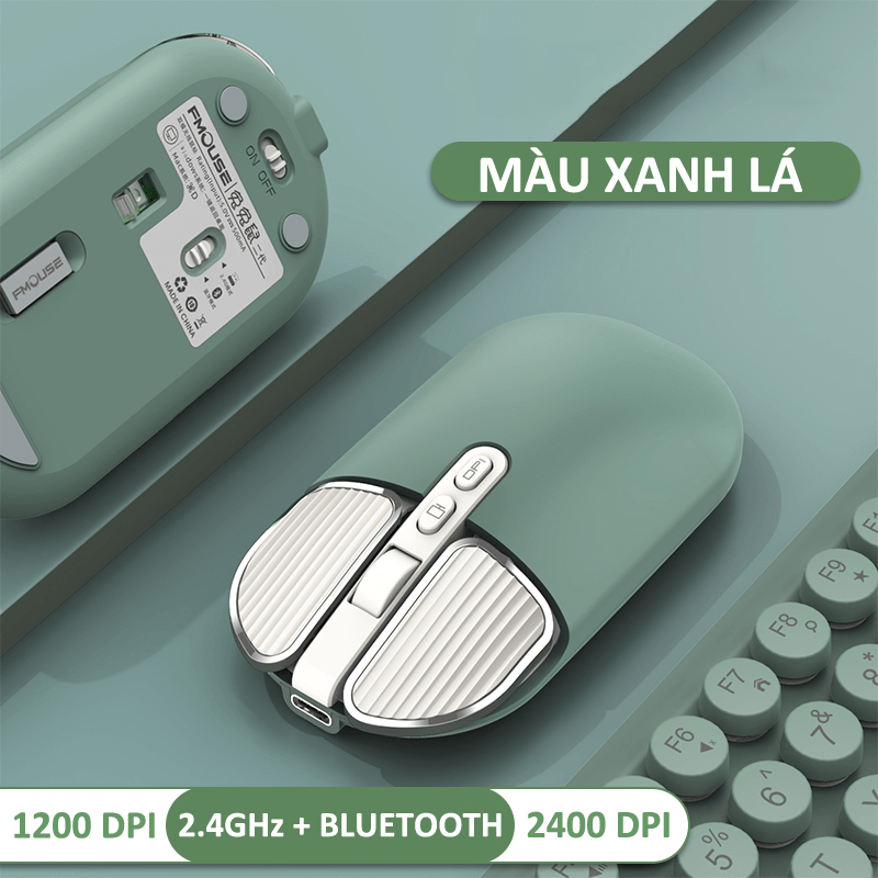 Chuột không dây FMOUSE M203 sạc pin siêu mỏng kết nối bluetooth và chip USB  2.4GHz dùng cho pc, laptop, tivi, điện thoại | Huy Long