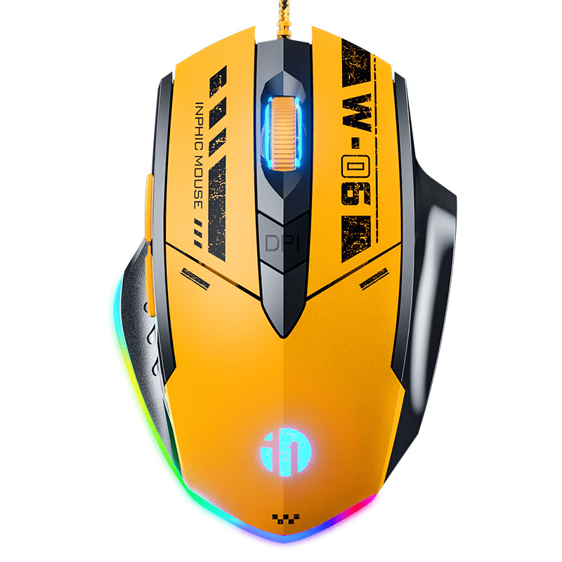 Chuột gaming INPHIC W6 thiết kế kiểu dáng xe đua có đèn led RGB cực đẹp với độ nhạy chuột lên đến 12800DPI | Huy Long