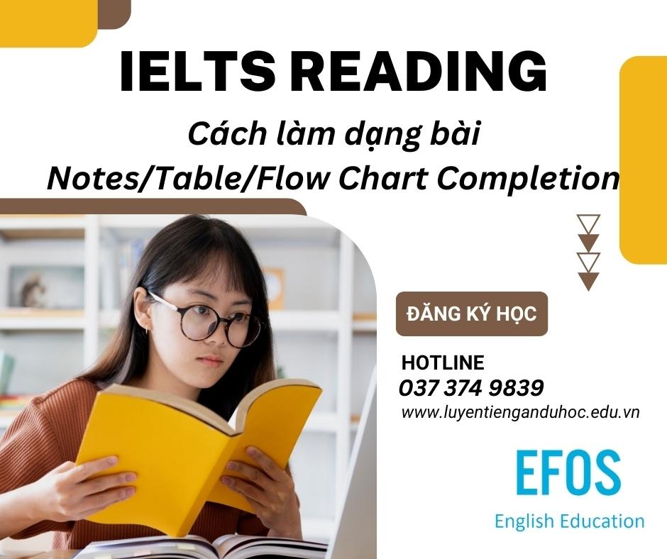 Cách làm dạng bài Notes/Table/Flow Chart Completion trong IELTS Reading