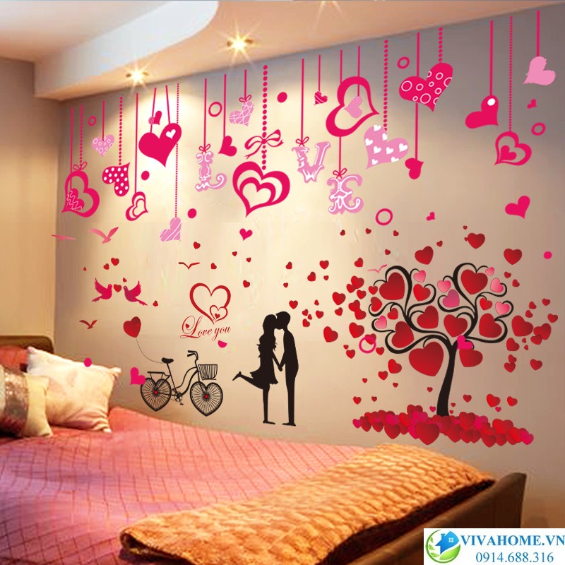 Decal dán tường Câu chuyện tình yêu VIVAHOME - Trang trí nhà cửa