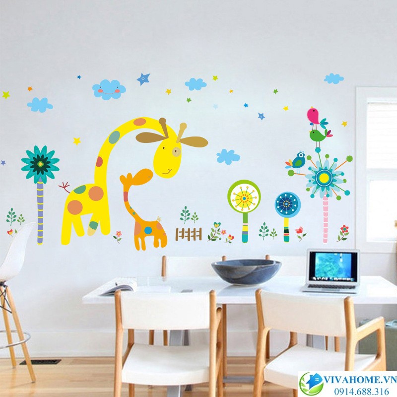 decal-dan-tuong-huou-me-va-huou-con