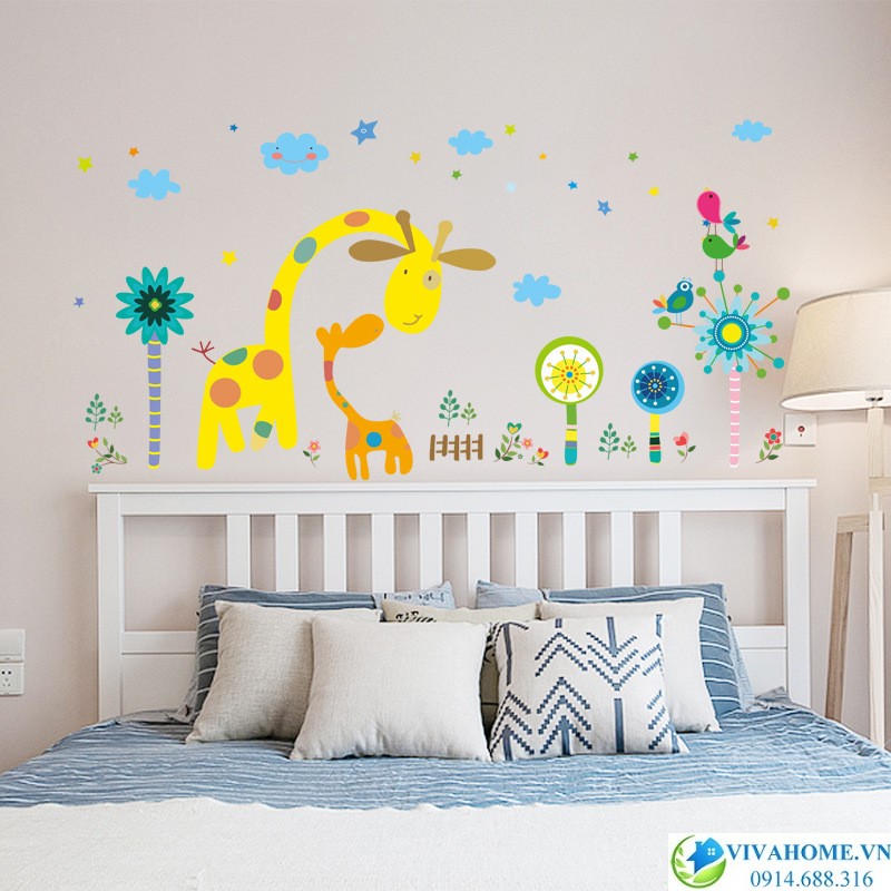 decal-dan-tuong-huou-me-va-huou-con