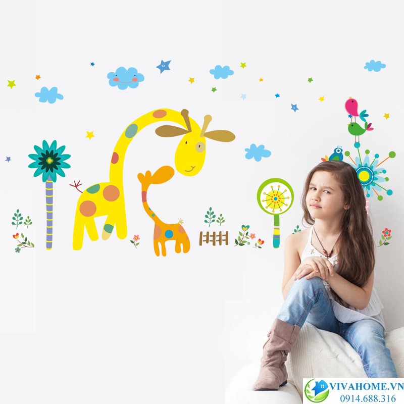 decal-dan-tuong-huou-me-va-huou-con