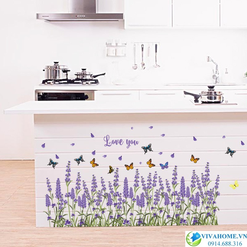 Decal dán chân tường Hoa oải hương