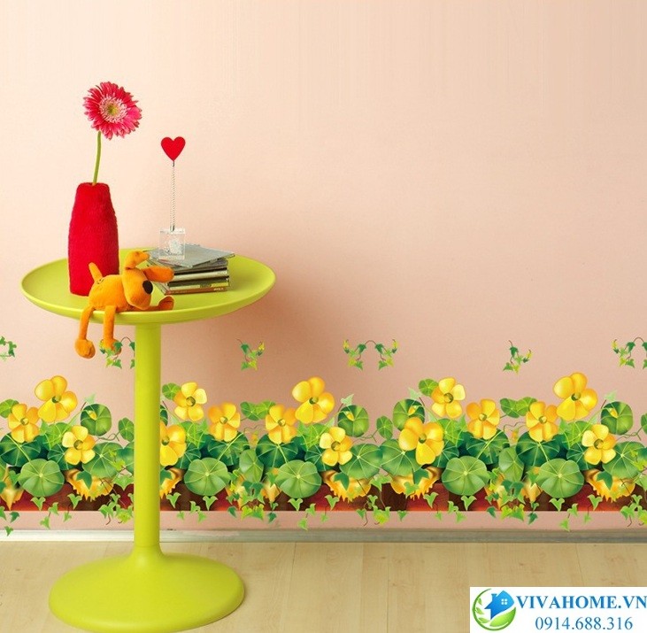 Decal dán chân tường Hoa bìm bìm vàng