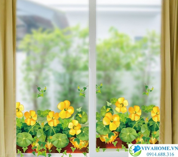 Decal dán chân tường Hoa bìm bìm vàng