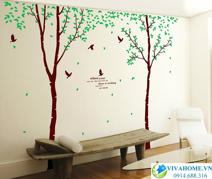 Decal dán tường Cây bạch dương