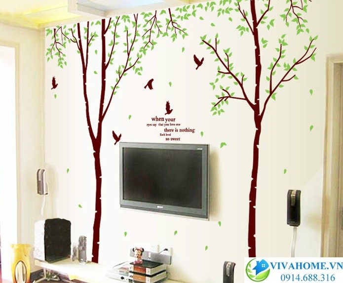 Decal dán tường Cây bạch dương