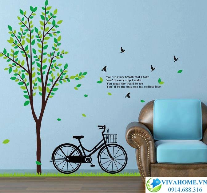 Decal dán tường Dưới bóng cây xanh