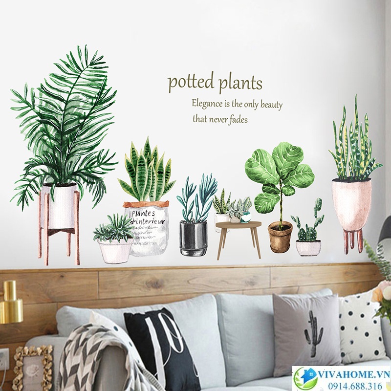 Decal dán tường Chậu cây nhỏ