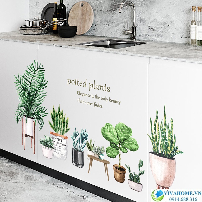 Decal dán tường Chậu cây nhỏ