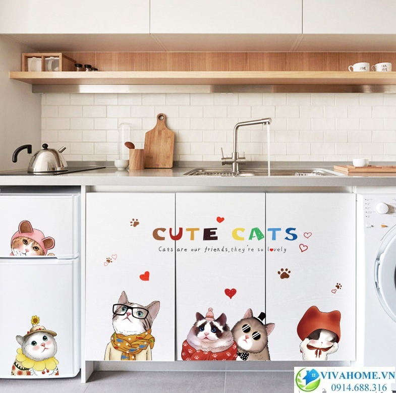 Decal dán tường Những chú mèo đáng yêu