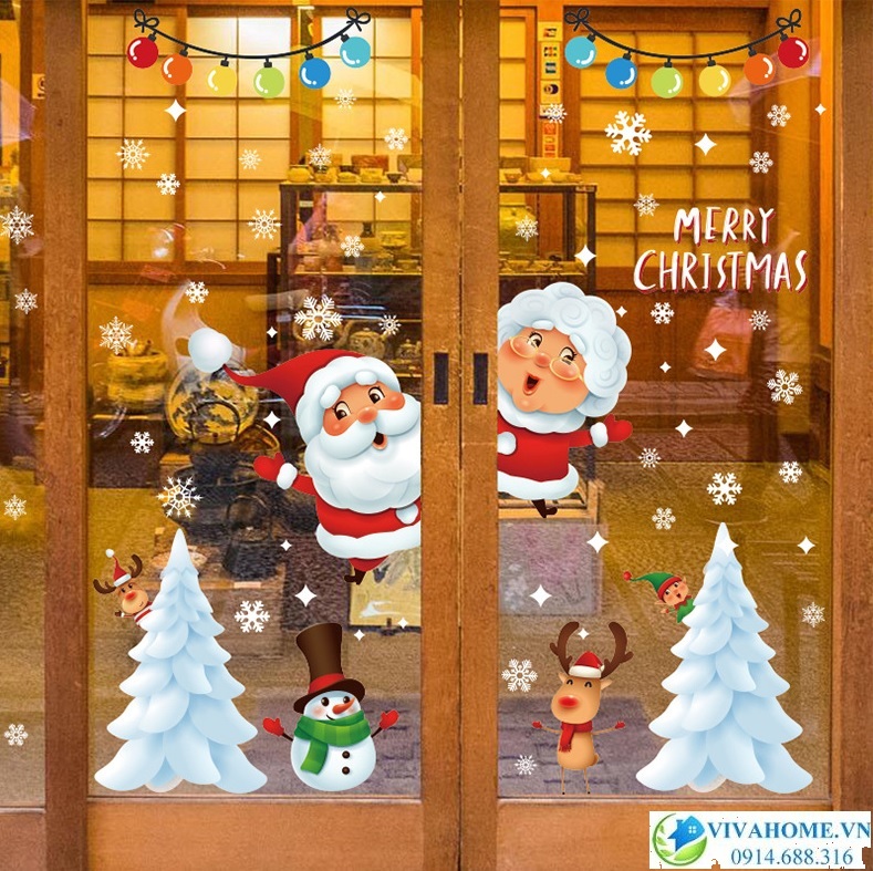 Decal dán tường Ông già noel và bà già noel