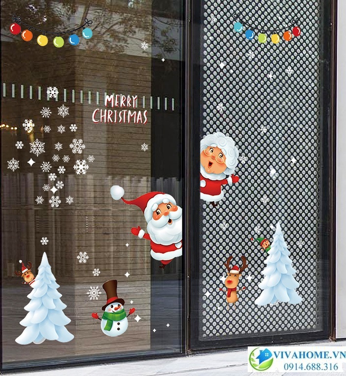 Decal dán tường Ông già noel và bà già noel