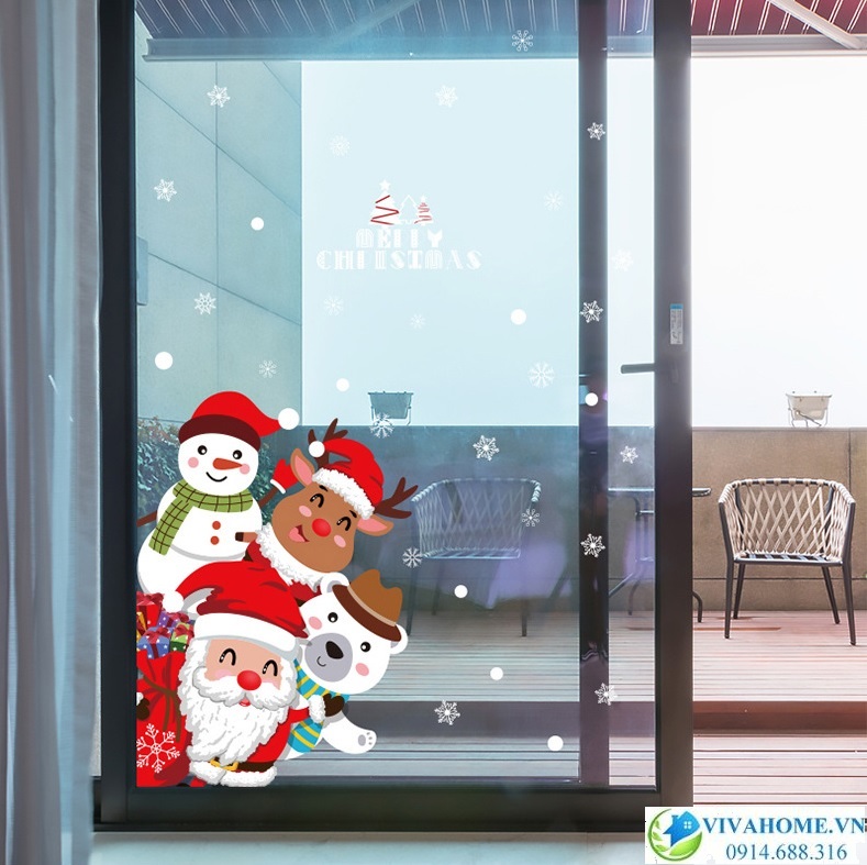 Decal dán tường Ông già noel gõ cửa số 2