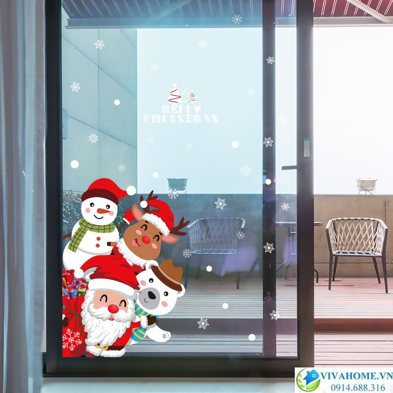 Decal dán tường Ông già noel gõ cửa số 2