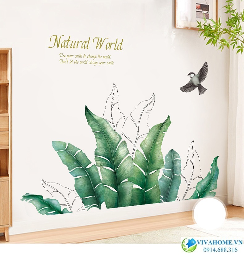 Decal dán tường Tán lá Natural world