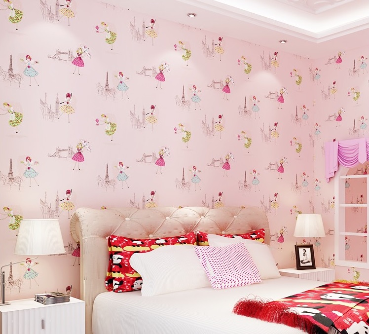 10m Giấy dán tường Hồng cô gái paris