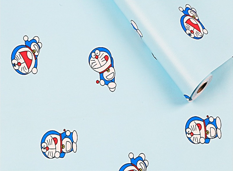 10m Giấy dán tường Doremon màu xanh