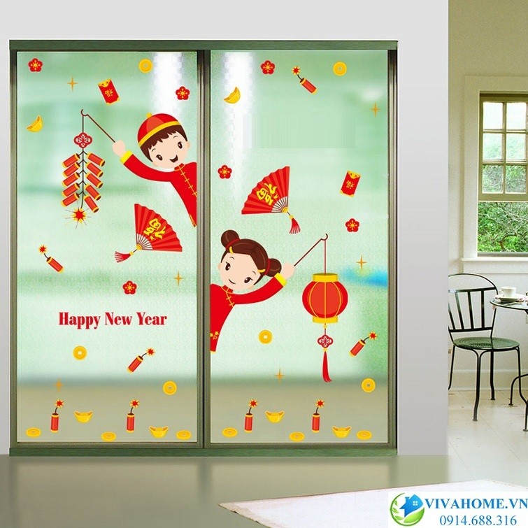 Decal dán tường Chúc mừng năm mới số 3