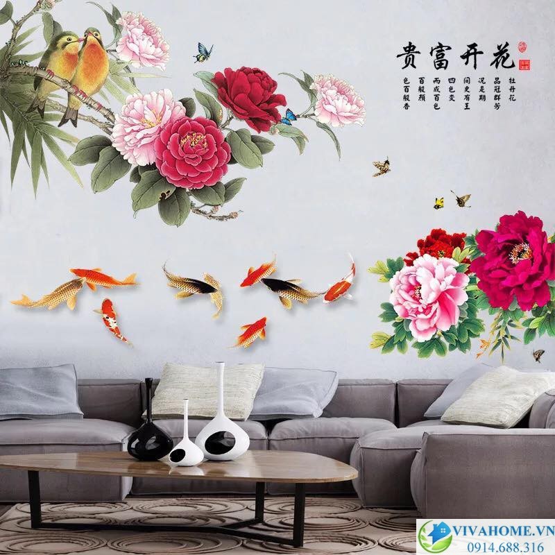 Decal dán tường mẫu đơn size to