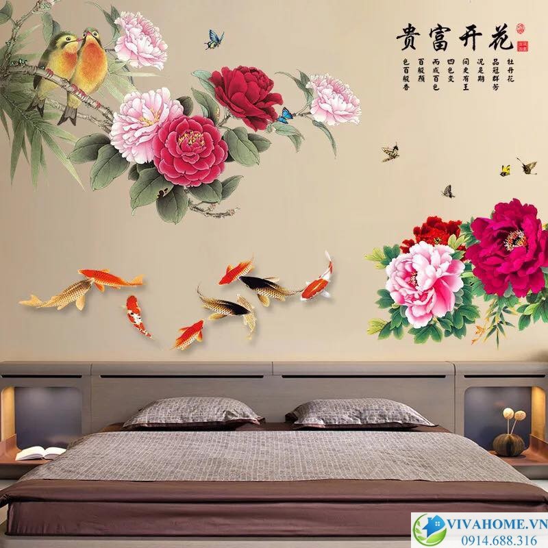 Decal dán tường mẫu đơn size to