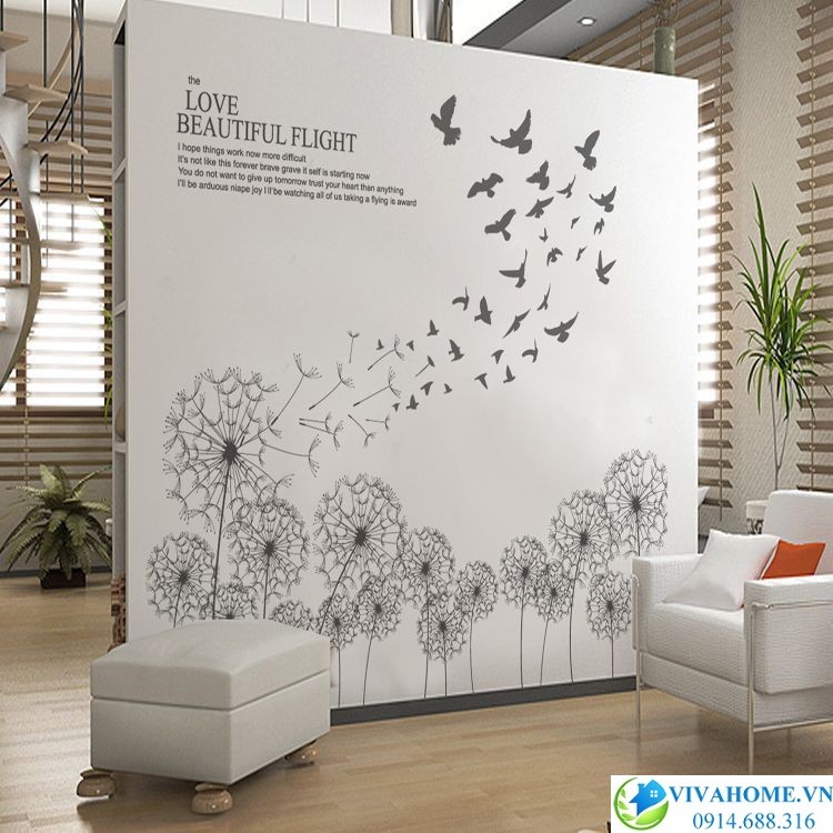 Decal dán tường Bồ công anh trong gió