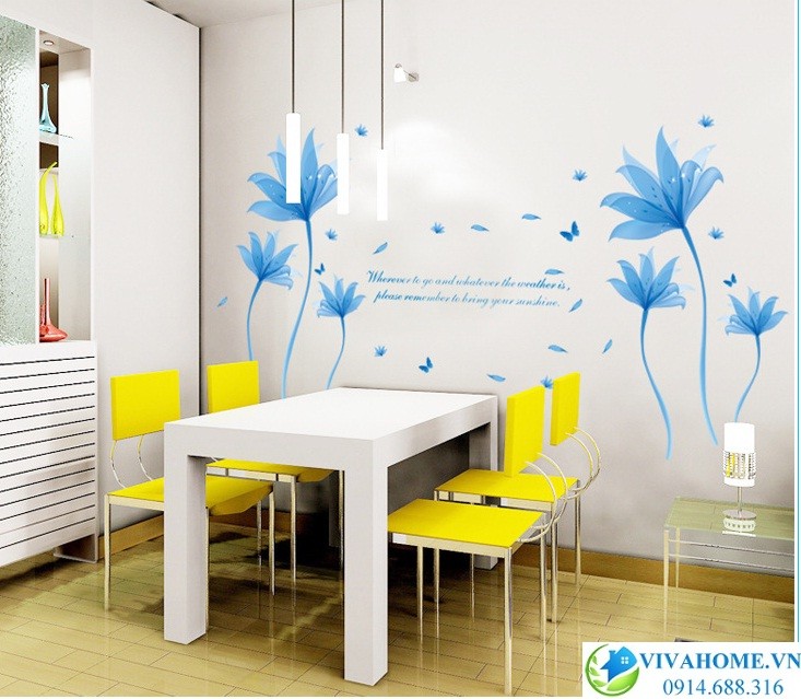 Decal dán tường Bộ đôi hoa quỳnh xanh