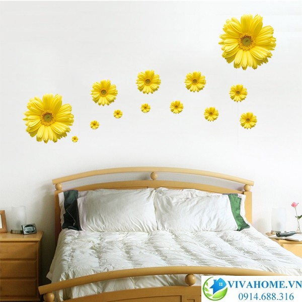 Decal dán tường Hoa đồng tiền vàng