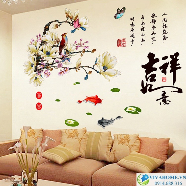 Decal dán tường Hoa mai trắng