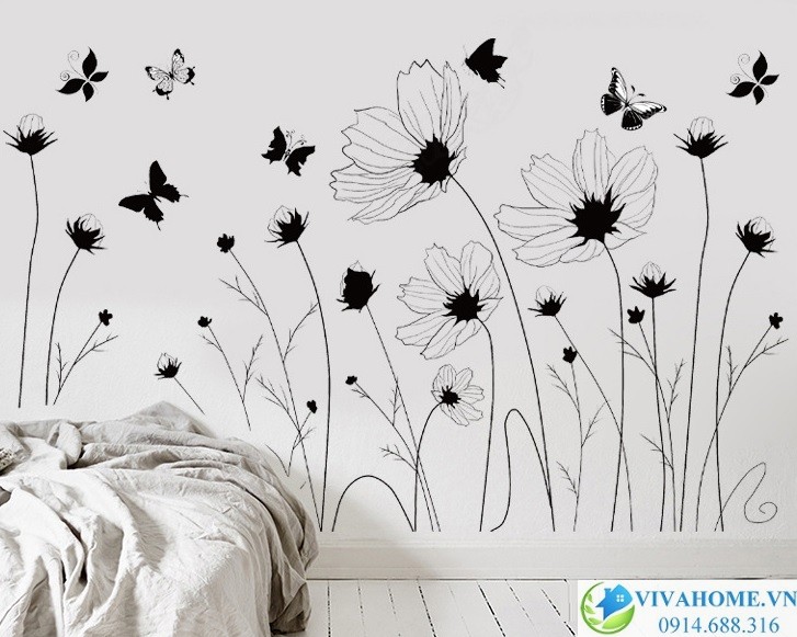 Decal dán chân tường Hoa cổ điển